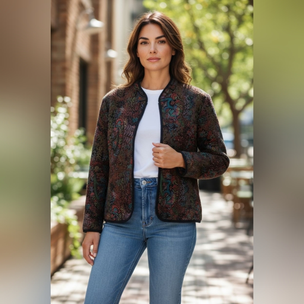 BONWORTH Colorful Patterned Jacket SIZE M- PETITE